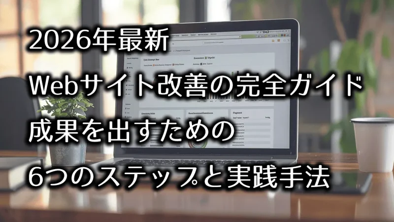 【2026年最新】Webサイト改善の完全ガイド｜成果を出すための6つのステップと実践手法のメインビジュアル