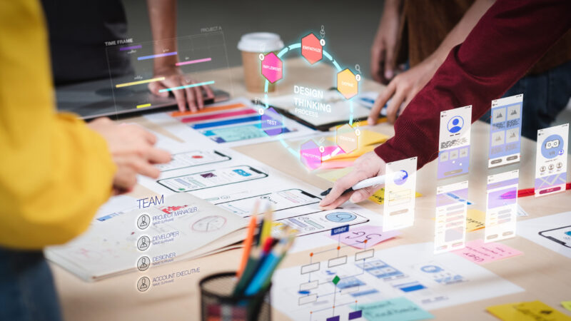 Close up ux developer and ui designer use augmented reality brai 株式会社SIBLAB | AIマーケティング入門:効果的な活用法と未来予測【2026年最新版】 _ Close up ux developer and ui designer use augmented reality brai