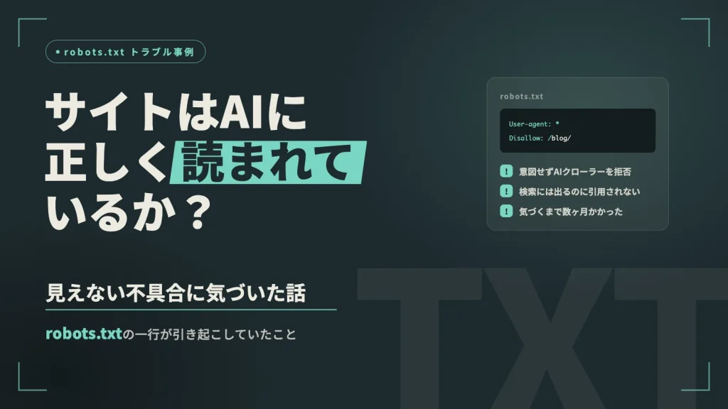 サイトはAIに正しく読まれているか?robots.txtの見えない不具合に気づいた話